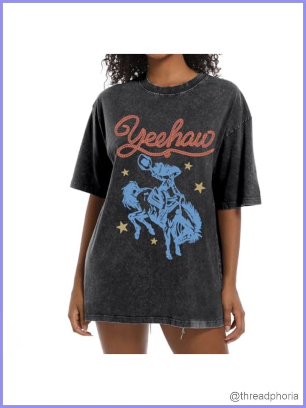 Women's Oversized Cowgirl Western Graphic Cotton Tee Shirt Country Concert Top